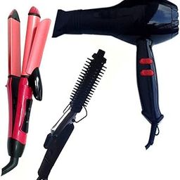 Latest combo of Dryer 2888 PN-2009 Curler 471B Mini Hair Dryer for Men & Women with 2 Heat/Speed Settings and Tourmaline Technology_AB-19
