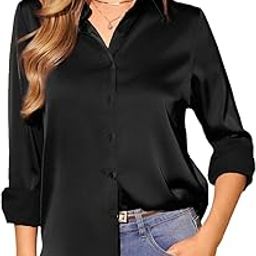 Women's Comfort Spread Collar Stylish Western Solid Saini Satin Silk Casual Shirt-image-19