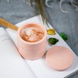 Dwell dapper | 100% Soy Wax Premium Scented Candle in Concrete Jar for Home Decor | Smokeless and Long Lasting | Floral Fragrent in Peach Concrete Jar-image-91