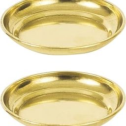 Spillbox Brass Deepak Diya Oil Lamp Plate for Home Temple Puja Articles Decor Gifts-Ram Plate Pack 2-31