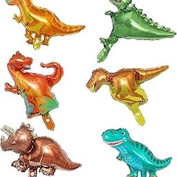 AMFIN® (Pack of 6) Dinosaur Mini Foil Balloon, Jungle/Jurassic Park Theme Birthday Party-16