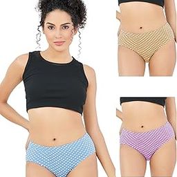 Riza Gracie PR-20 Women's High Coverage Cotton Lycra Fabric,Hipster High Waist,Concealed Waistband Panties (Pack of 3 - Colours and Prints May Vary)-picture-24