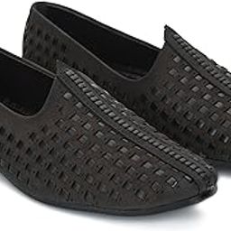 Men's Ethnic Slip-On Shoes | Designer Cutwork Mojari Look | Faux Suede Texture with Cushioned Sole for Festive, Wedding-image-87