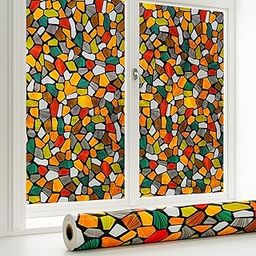 Self Adhesive Window Film Vinyl Frosted Privacy Glass Film for Window Glass Decorative Window Sticker Wallpaper Sheet for Glass Door, Bathroom, Home, Window.(Shinny Stone, 16x36 Inch)-image-12
