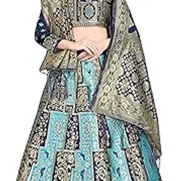 payu Women’s Banarasi Semi-Stitched Lehenga Choli & Dupatta Set-picture-2