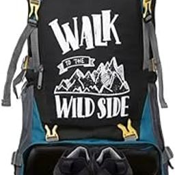 Outdoor Adventure Backpack, Walk to the Wild Side Mountain Design, Blue and Black, Multiple Compartments-13