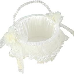 Jazzy Pearls Wedding Flower Basket Flowers Baskets for Anniversary Ceremony Parties|1x Newborn Announcement Sign|Ring Pillows & Flower Baskets| Wedding Supplies-image-64