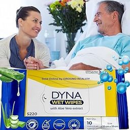 LADY HAWK Dyna 1 Pack of 10 Wipes- Easy Bath Wet Wipes with Aloe Vera Extract. 32 x 32cms Wet Wipes for Adults and Patients. Moisturizing Bath. 10 Pulls/Pack- Microwaveable Bed Bath Wet Wipes. Moq10-image-28