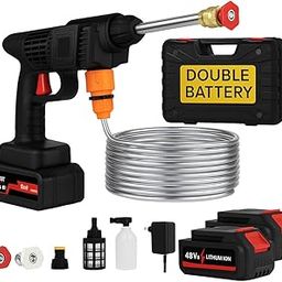 Green Scapper Presents Cordless Portable Wireless Pressure Washer Gun 48V 12000mah High Pressure Water Gun for Car Wash Bike Washing 3In1 Car Duster Stickers| Vacuum Nozzle 5M (Washing Gun)-image-34