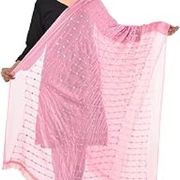 youthquake Plastic Mirror Work Embroidered Chiffon Dupatta for Womens & Girls-picture-6