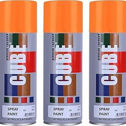 Cube Orange Spray Paint |3 X 400 mL | For Metal, Plastic, Wood, Car & Bike | Fast Drying, Brilliant Finish, No CFCs, Interior & Exterior Use-image-18