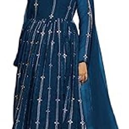 Women's Georgette Anarkali Gown with Dupatta | Dresses for Girls | Pant Not Included || Georgette Embroidered Anarkali Gown for Women-image-72