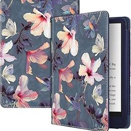 Fintie Folio Case for 6.8" Kindle Paperwhite (11th Generation-2021) and Kindle Paperwhite Signature Edition - Book Style Vegan Leather Shockproof Cover with Auto Sleep/Wake (Blooming Hibiscus)-image-63