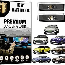HONEY TEMPERED HUB (2 PACK STEERING GUARD For TATA NEXON PUNCH, CURVV, SAFARI, HARRIER, TIGOR, TIAGO/Anti Scratch/Water Resistant/Car Digital Display Protector Accessories [Not Tempered Glass]-18