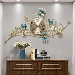 RIZIK STORE Analog Metal Wall Hanging Floral Handmade Wall Clock Multicolor Ticking Sound for Bedroom/Drawing Room/Hall/Dining Room (36x25) (Design 1)-picture-10