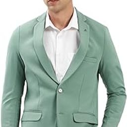 Men's Notched Lapel Solid Sea Green Single-Breasted Blazer-EX-3011_Seagreen-picture-1