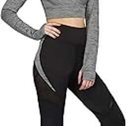 Women Quick Dry 4 Way Stretchable Gym Yoga Workout Sports Tights with Mest Inserts | Outdoor Running Slim Fit Pants for Women | Women Leggings (Grey Black)-picture-1