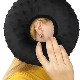 QuickHaven Piercing Pillow, Donut Pillow for Ear Pain Relief, Round Pillow with Hole for Side Sleepers, Travel or Office Naps, Black, Suitable for Comfortable Lateral Decubitus-image-31
