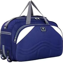 NS Fashion Medium Lightweight Duffel Travel Bag for Men & Women | Durable Polyester Overnight Bag with 2 Compartments & Side Pockets | Water Resistant Blue-image-9