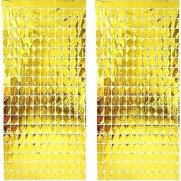 AMFIN® (Pack of 2) Square Foil Curtains for Birthday Decoration Photo Booth Props Backdrop Baby Shower Bachelorette Party Decoration - Gold-image-34