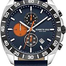 Quartz Chronograph Blue dial Leather Strap Watch for Men-KCWGC0016101MN-picture-25
