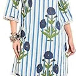 Women White Striped Floral Printed Cotton Co-ord Set-image-2