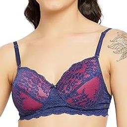 Women's Lace Padded Non-Wired Full Cup Multiway Bridal Bra in Blue-image-34