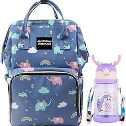Baby Diaper Bag Kids Travelling Bag with Insulated Bottle Pockets for Toddlers & Infants (Combo of Elephant Bag & Bottle)-31