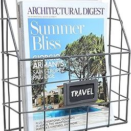 INDIAN DECOR Metal Wire Wall Magazine Rack Bin/Newspaper Rack/Wall Mounted Mail Sorter/Magazine Storage/Wall Storage/Bookshelf - Black-image-96