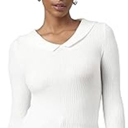 showoffff SHOWOFF Women's Long Sleeves Solid Shirt Collar Off White Fitted Top-TG-A-221_OffWhite-picture-1