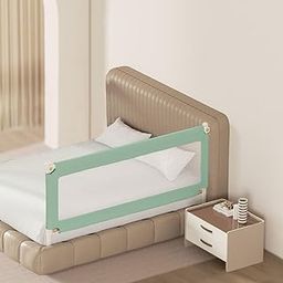 Kids Station Comfy Baby Safety Bed Rail - Foldable - Portable Kids Bed Rail Safeguard Fence with 28 Adjustable Height - 6.6ftx6ft or 200x180cm (2 Sides, Green, Basic)-picture-31
