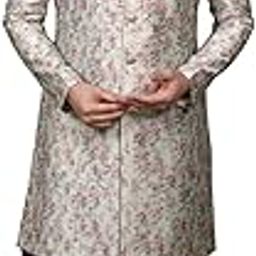 Men's Ethnic Wear Silk Blend Woven Design Regular Fit Multi-Purple Kurta Indo-Western Sherwani Set Indo-Western-picture-11