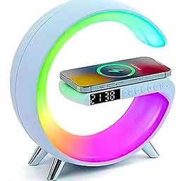 Drumstone 𝟏𝟓 𝐘𝐄𝐀𝐑𝐒 𝐖𝐀𝐑𝐑𝐀𝐍𝐓𝐘 Mini Wireless Charger Lamp - LED Atmosphere Light, Bluetooth Speaker, Dimmable Night Lamp, Alarm Clock with Music, 10 Light Modes for Bedroom & Home Décor-picture-24