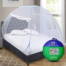 Mosquito Net for Single Bed Foldable Machardani Polyester Strong 30GSM mesh PVC Coated Corrosion Resistant Steel Wire Blue Color 4 X 6 ft Bed-picture-13