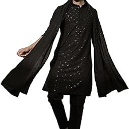 Men's Kurta Pyjama Set with Dupatta – Sequin & Thread Embroidery, Pyjama and Dupatta – Perfect for Weddings and Festive Occasions.-image-51