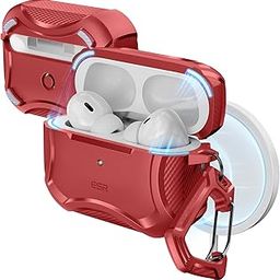 ESR for AirPods Pro 2 Case, Compatible with Airpods Pro Case 2nd/1st Gen (2023/2022/2019), Compatible with MagSafe, Powerful Drop Protection, Magnetic Lid, Cyber Series, Red-image-85