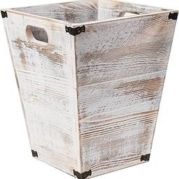 VERGOODR Farmhouse Style Wooden Square Trash Can with Cutout Handles Decorative Metal Wastebaskets for Bedroom,Living Room, Bathroom & Office,Waste Bin Trash bin-29