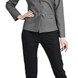 Women's Professional Blazer, Regular Fit, Long Sleeve, Grey with Notched Lapel, Business Formal Wear-picture-17