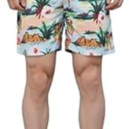 Men Blue Floral Printed Swim Shorts-image-1