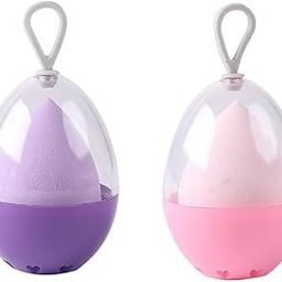 FEELHIGH Makeup Sponge Holder Set Beauty Blender Sponge & Organizer Kit For Women,Girls Protective Carrying Case Travel Sponge Blender Container Stand with Dustproof, Washable, Reusable (02 Pack)-40