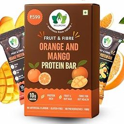 WellMonk Protein Bars (Orange & Mango) Pack of 6 High Protein Rich in Fruit & Fiber 300g-image-27