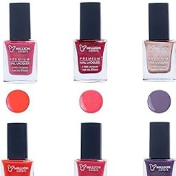Million Colors Nail Polish Combo Pack of 6 | Long Lasting Nail Paint Quick Drying, Chip-Resistant, High Shine | Non Toxic & Paraben Free | Gift Set for Women (Multi 1, 10 ml)-17