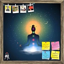 ArtzFolio Meditating in Lotus Position | Bulletin Board Notice Pin Board | Vision Soft Board Combo with Thumb Push Pins & Sticky Notes | Antique Golden Frame | 20 x 20 inch (51 x 51 cms)-picture-29