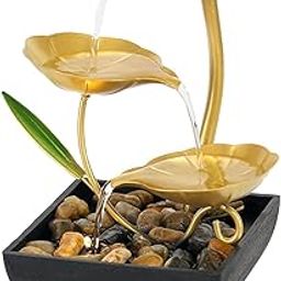 Noventra Metal Tabletop Water Fountain with LED Light – Indoor Relaxation Décor for Home, Office, Bedroom & Meditation Spaces-image-74