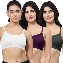 Black, Lightpurple, Magenta Seamless Non Padded Sports Bra-image-3