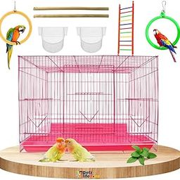 Vayinato Powder Coated 2 Feet Birds Cage Suitable for All Small Birds and Love Birds with Free Cage Accessories (Pink)-image-63