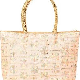 Hand Purse | Traditional Hand Purse | Silk Wallet Hand Bag | Shagun Hand Purse | Gifts Hand Bag | Golden Handle Tote Hand Bag | Embroidery-Hand Bag | Medium | Golden-image-15