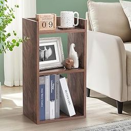ABOUT SPACE Side Table - Bed Side Tables for Bed Room with 2 Adjustable Shelves | DIY Engineered Wood Night Stand with Storage, Open Display End Table for Home Office(L 33 x B 24 x H 61.5 cm - Walnut)-13