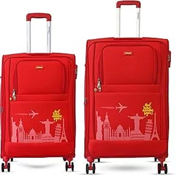 timus Salsa Plus Premium Soft Luggage Combo Set | 68cm Medium Check-in & 78cm Large Check-in Suitcase | 360° Rotating Wheels with TSA Lock | Trolley Bags for Men & Women (Red)-picture-6
