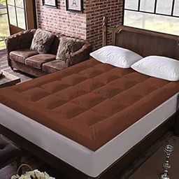 600 Gsm Microfiber 5 Star Cotton Standard Bed Soft Waterproof Quilted Mattress Topper/Padding for Comfortable Sleep - Brown - Queen Size - 60 Inche X 72 Inche-image-92